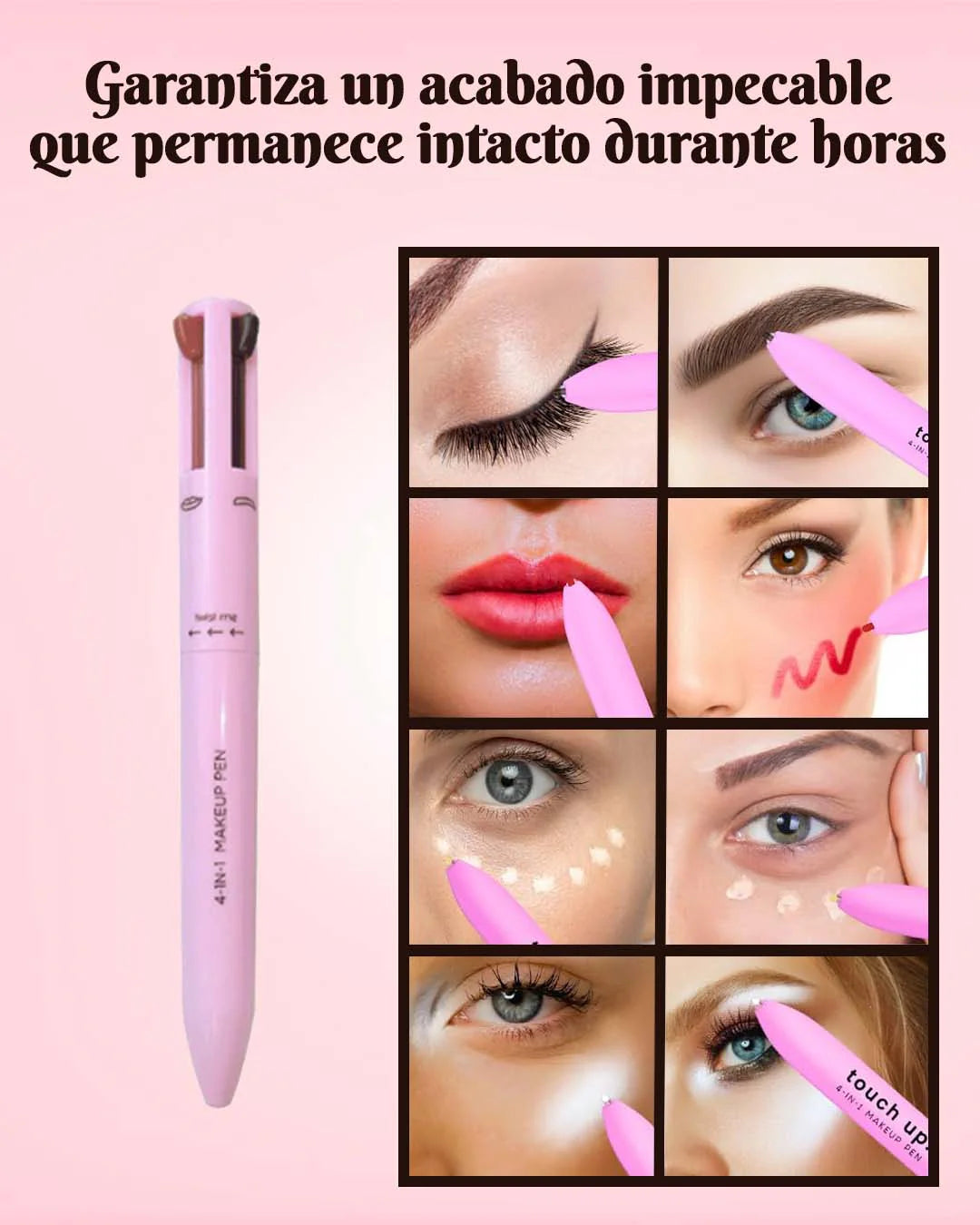 🎀Set de maquillaje portátil 4 en 1💋con delineador de ojos, cejas y labios de colores e iluminador✨