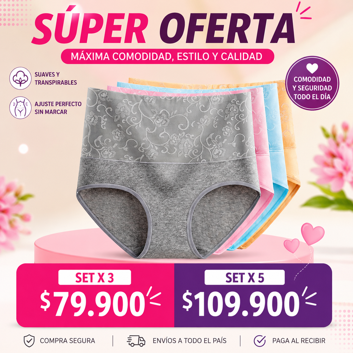 🍁Braguitas de Algodón para Mujer Cintura Alta Reductoras de Abdomen🍁