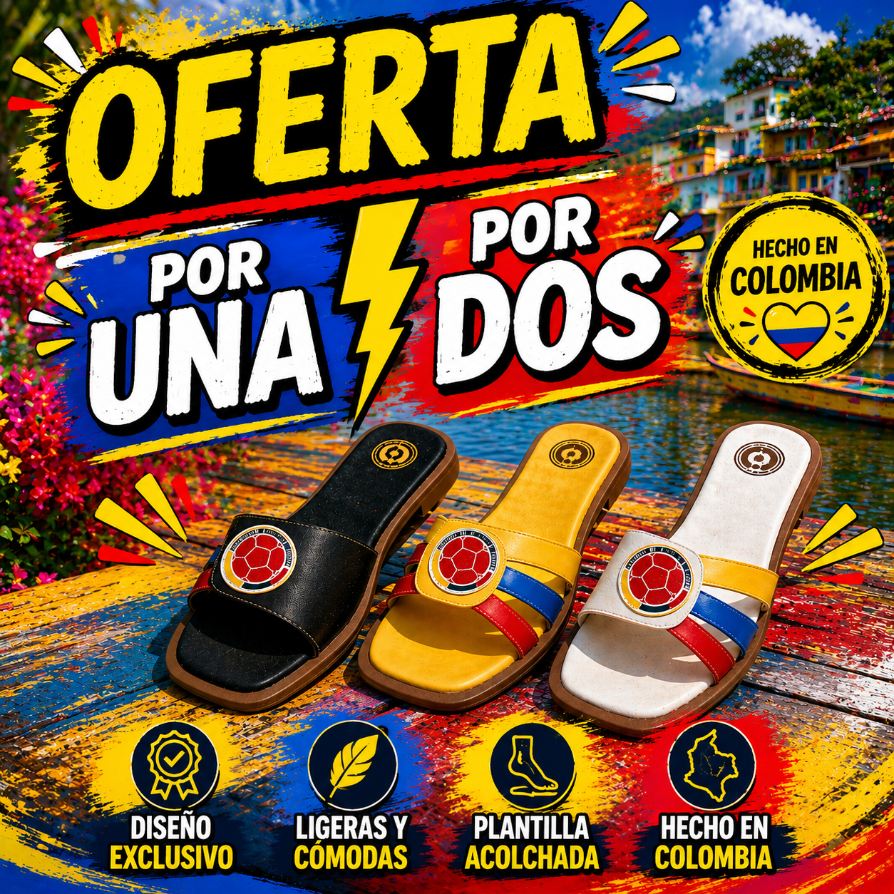 SANDALIA TRICOLOR 💛💙❤️