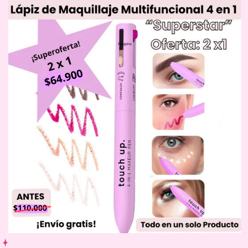 🎀Set de maquillaje portátil 4 en 1💋con delineador de ojos, cejas y labios de colores e iluminador✨