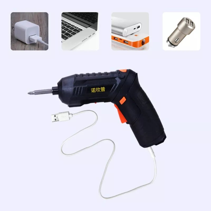 🪛Destornillador eléctrico inalámbrico recargable con 47 piezas,🔩estuche de transporte, mango giratorio y luces LED💡