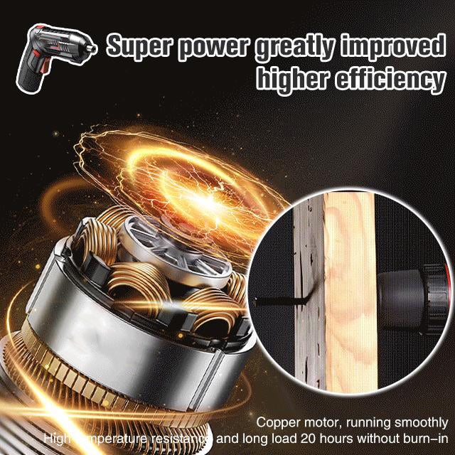 🪛Destornillador eléctrico inalámbrico recargable con 47 piezas,🔩estuche de transporte, mango giratorio y luces LED💡